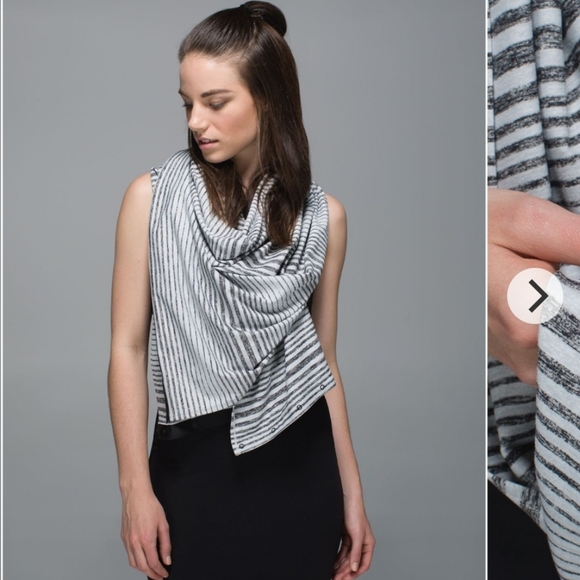 Lululemon Vinyasa Scarf *RuluMini Akido Stripe Heathered Black Heathered Silver - Picture 3 of 7